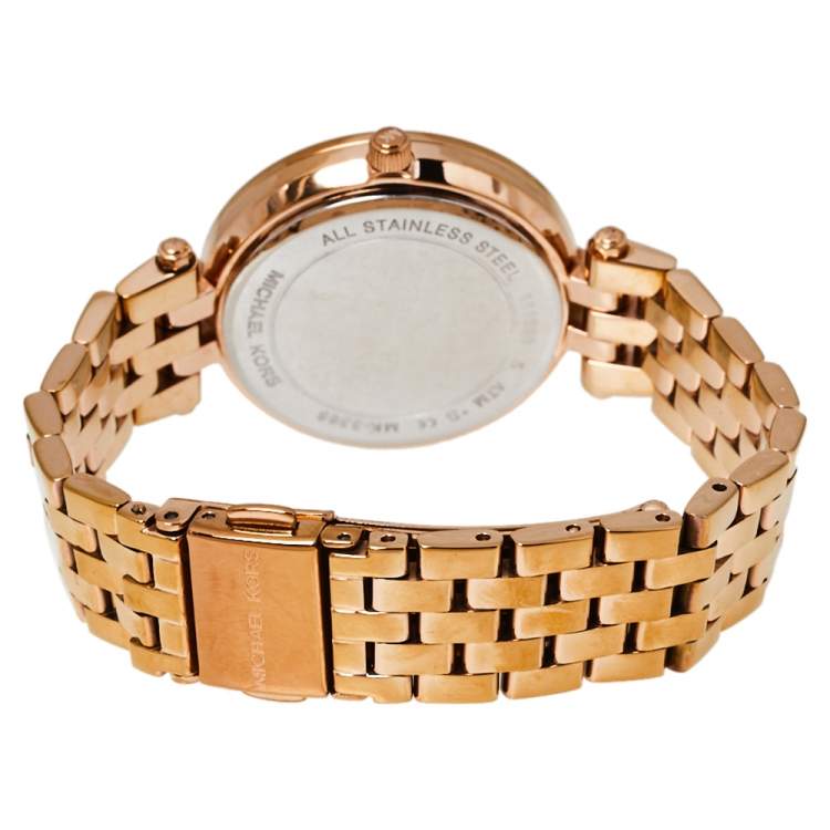 Pre Owned Michael Kors Rose Gold Tone Stainless Steel Mini Darci MK3366 Women's Wristwatch 33 mm