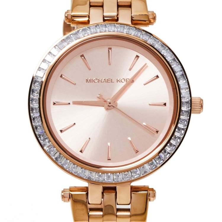Pre Owned Michael Kors Rose Gold Tone Stainless Steel Mini Darci MK3366 Women's Wristwatch 33 mm