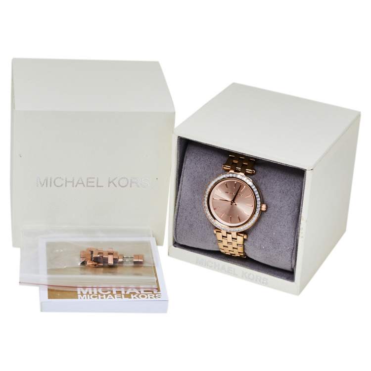 Pre Owned Michael Kors Rose Gold Tone Stainless Steel Mini Darci MK3366 Women's Wristwatch 33 mm