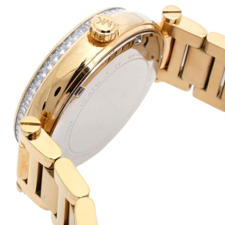 Pre Owned Michael Kors Green Yellow Gold Plated Steel Skylar MK6065 Women's Wristwatch 41MM