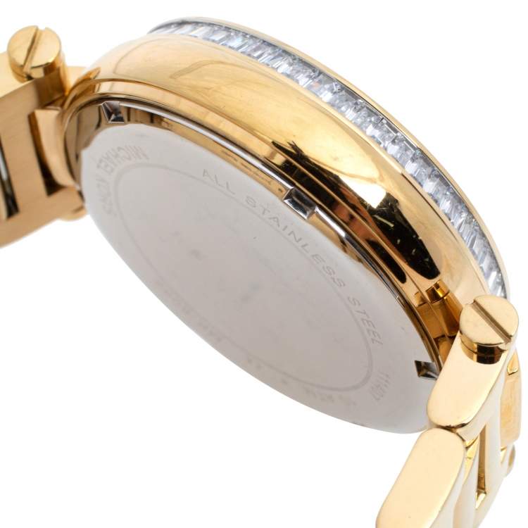 Pre Owned Michael Kors Green Yellow Gold Plated Steel Skylar MK6065 Women's Wristwatch 41MM