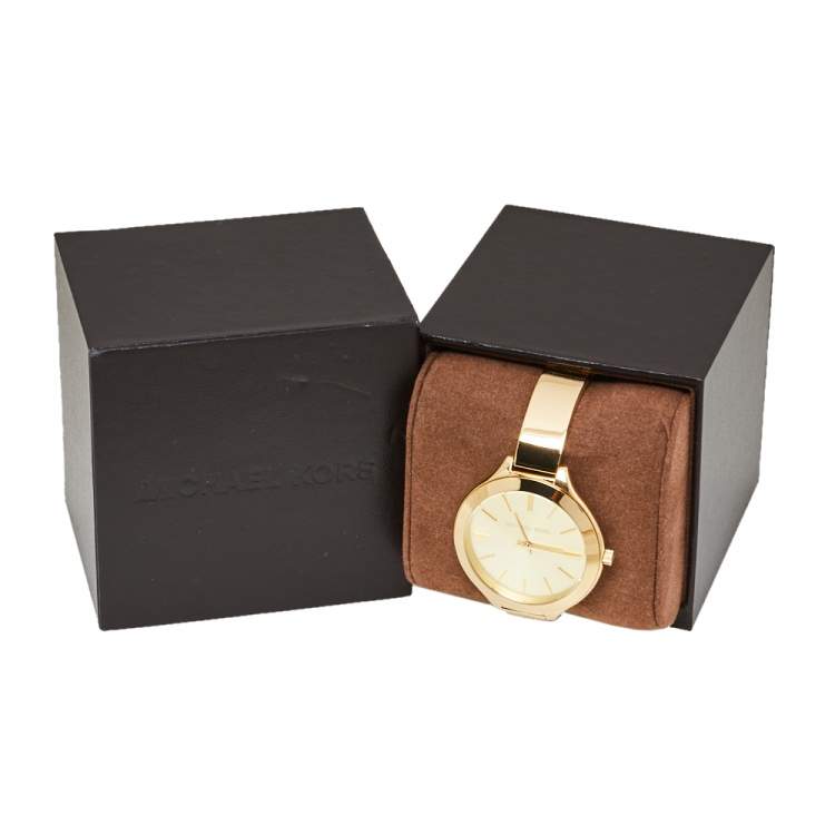 Pre Owned Michael Kors Gold Tone Stainless Steel Runway MK3275 Women's Wristwatch 42MM