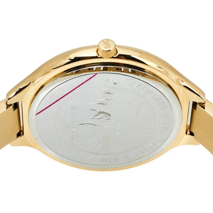 Pre Owned Michael Kors Gold Tone Stainless Steel Runway MK3275 Women's Wristwatch 42MM