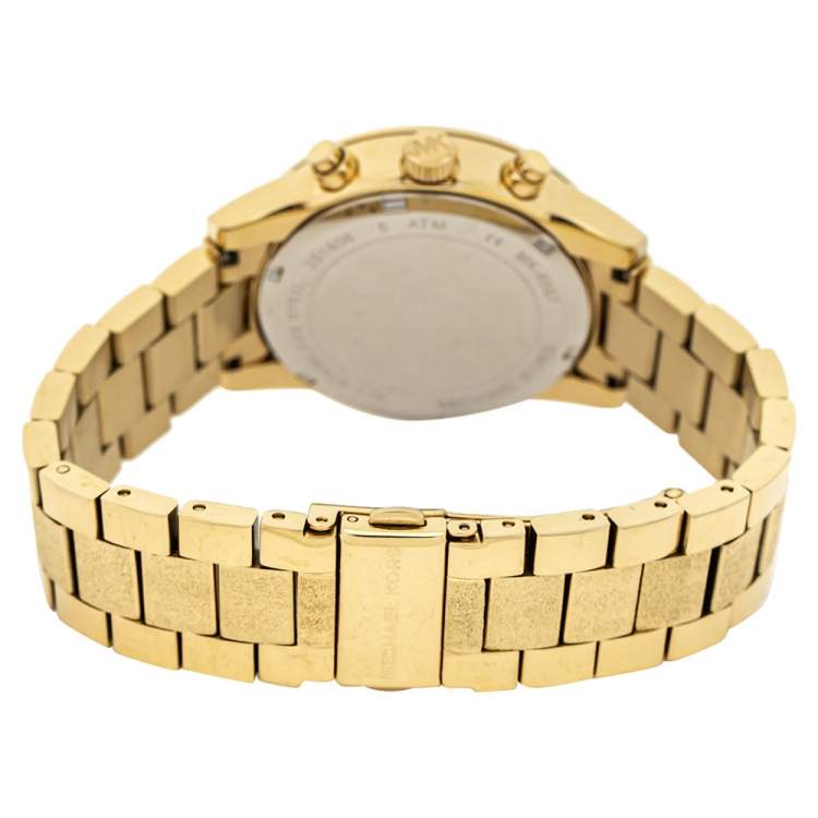 Pre Owned Michael Kors Gold Tone Stainless Steel Ritz Chronograph MK6597 Women's Wristwatch 37 mm