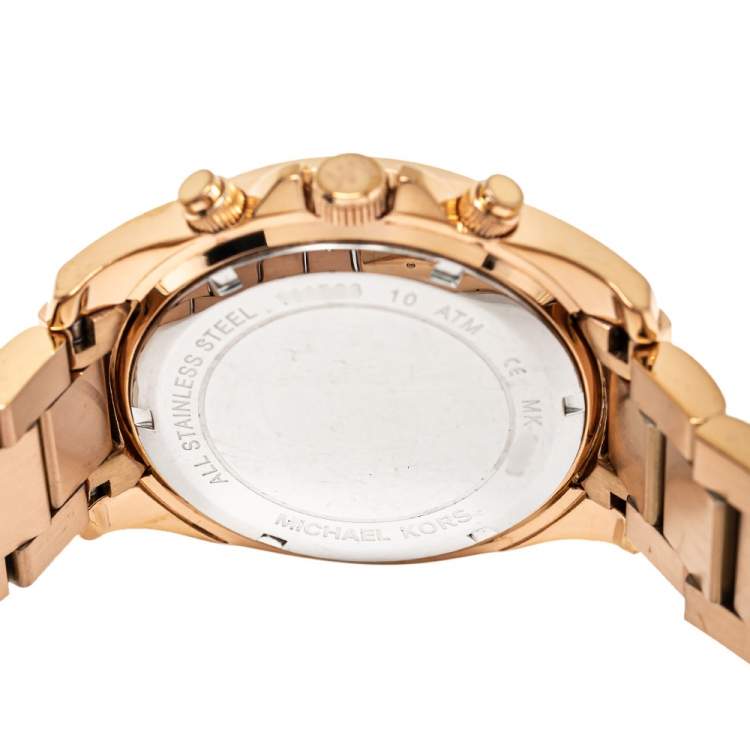 Pre Owned Michael Kors Rose Gold Tone Stainless Steel Blair Chronograph MK5263 Women's Wristwatch 39 mm