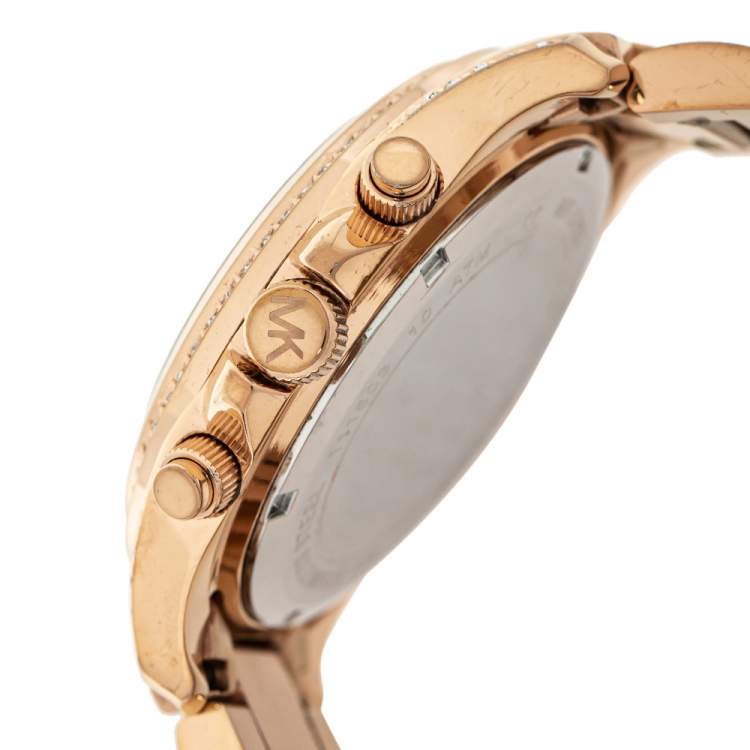 Pre Owned Michael Kors Rose Gold Tone Stainless Steel Blair Chronograph MK5263 Women's Wristwatch 39 mm