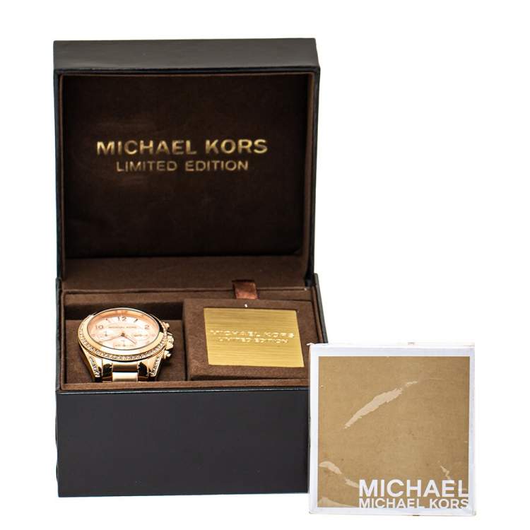 Pre Owned Michael Kors Rose Gold Tone Stainless Steel Blair Chronograph MK5263 Women's Wristwatch 39 mm