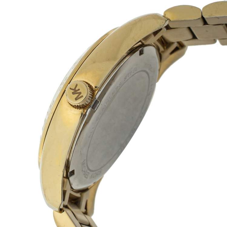 Pre Owned Michael Kors Champagne Two-Tone Stainless Steel Layton MK6476 Women's Wristwatch 44 mm