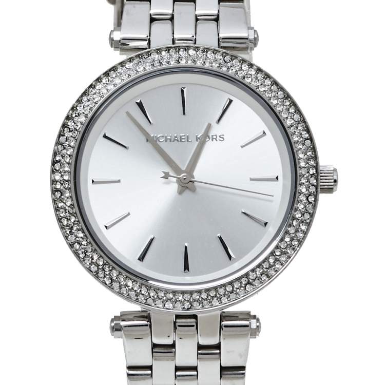 Pre Owned Michael Kors Silver Stainless Steel Mini Darci MK3429A Women's Wristwatch 33 mm