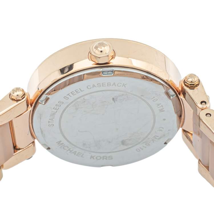Pre Owned Michael Kors Rose Gold Tone Stainless Steel Parker Mini MK6110 Women's Wristwatch 33 mm