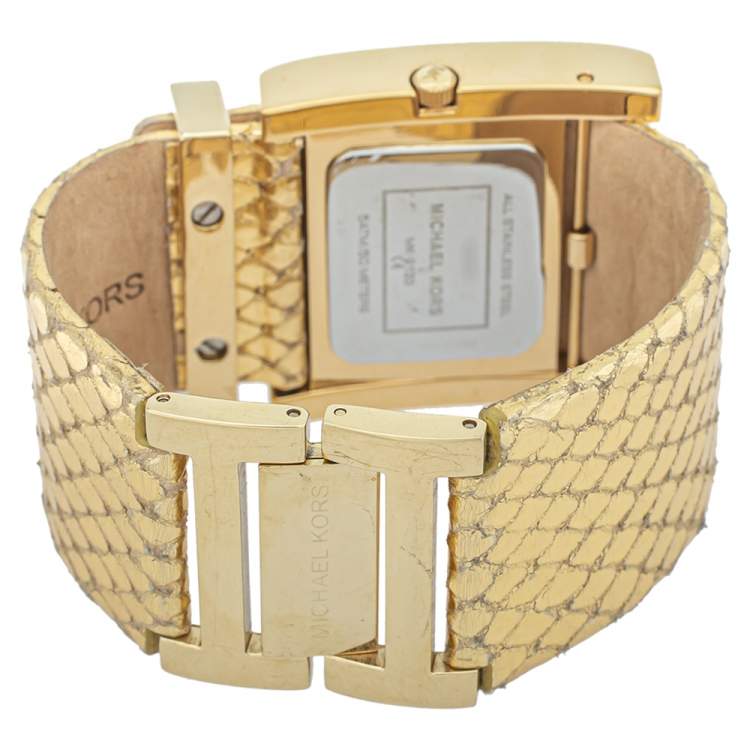Pre Owned Michael Kors Yellow Gold Plated Stainless Steel MK2133 Women's Wristwatch 38 mm
