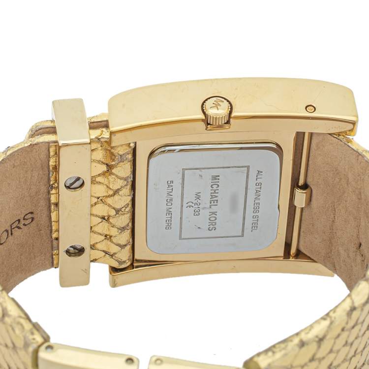 Pre Owned Michael Kors Yellow Gold Plated Stainless Steel MK2133 Women's Wristwatch 38 mm