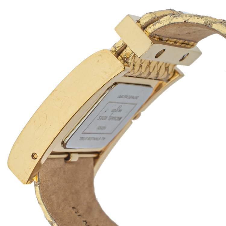 Pre Owned Michael Kors Yellow Gold Plated Stainless Steel MK2133 Women's Wristwatch 38 mm
