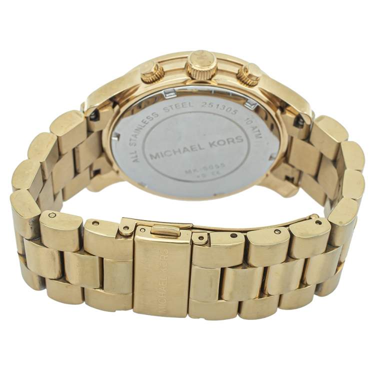 Pre Owned Michael Kors Yellow Gold Plated Stainless Steel MK5055 Women's Wristwatch 38mm  