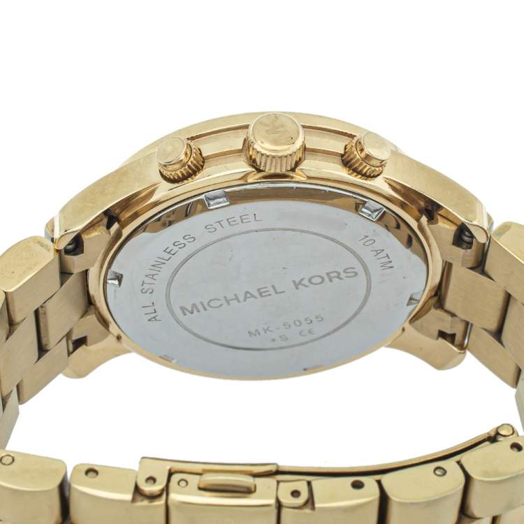 Pre Owned Michael Kors Yellow Gold Plated Stainless Steel MK5055 Women's Wristwatch 38mm  