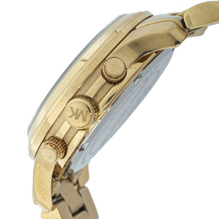 Pre Owned Michael Kors Yellow Gold Plated Stainless Steel MK5055 Women's Wristwatch 38mm  