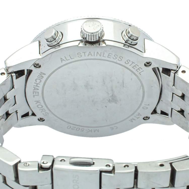 Pre Owned Michael Kors Mother Of Pearl Stainless Steel Chronograph MK5020 Women's Wristwatch 37mm