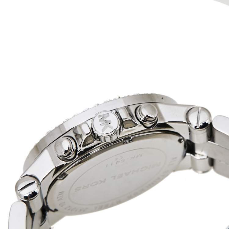 Pre Owned Michael Kors White Stainless Steel Dylan MK5411 Women's Wristwatch 42 mm