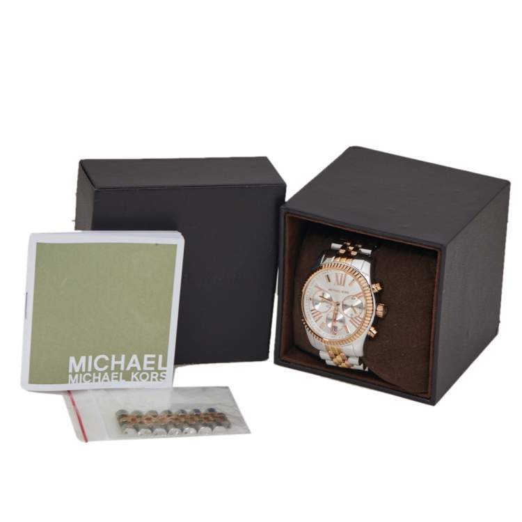 Pre Owned Michael Kors Silver Three-Tone Stainless Steel Lexington MK5735 Women's Wristwatch 38 mm