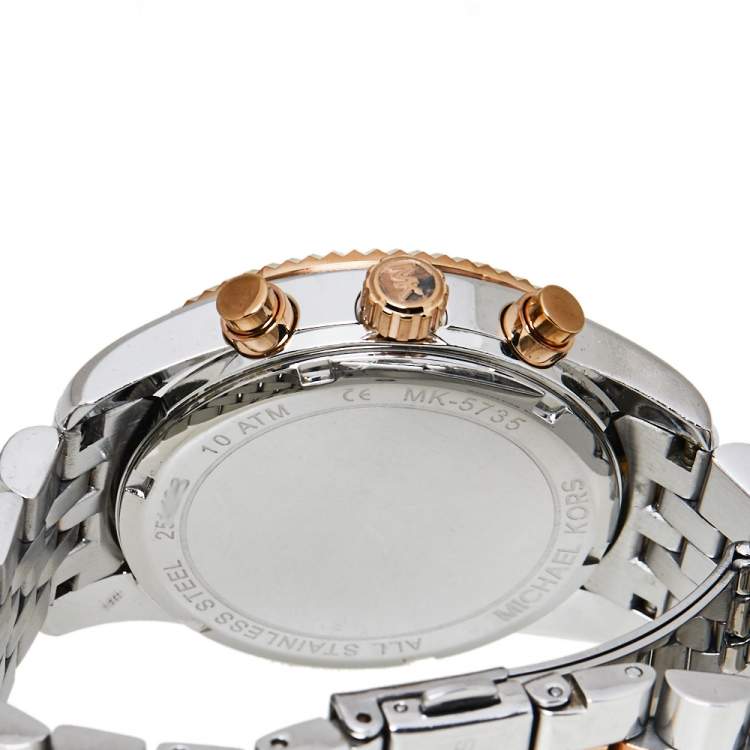 Pre Owned Michael Kors Silver Three-Tone Stainless Steel Lexington MK5735 Women's Wristwatch 38 mm