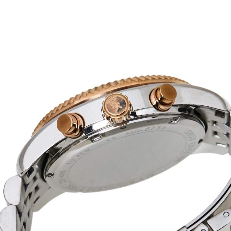Pre Owned Michael Kors Silver Three-Tone Stainless Steel Lexington MK5735 Women's Wristwatch 38 mm