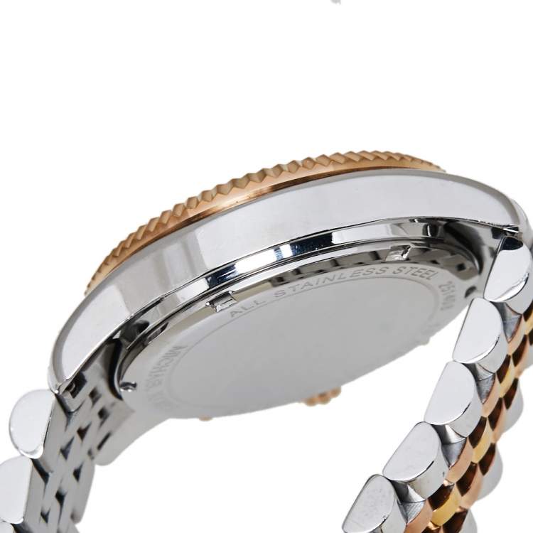 Pre Owned Michael Kors Silver Three-Tone Stainless Steel Lexington MK5735 Women's Wristwatch 38 mm