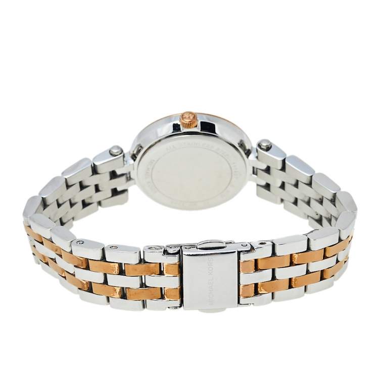 Pre Owned Michael Kors Silver Two Tone Stainless Steel Darci MK3298 Women's Wristwatch 26 mm 