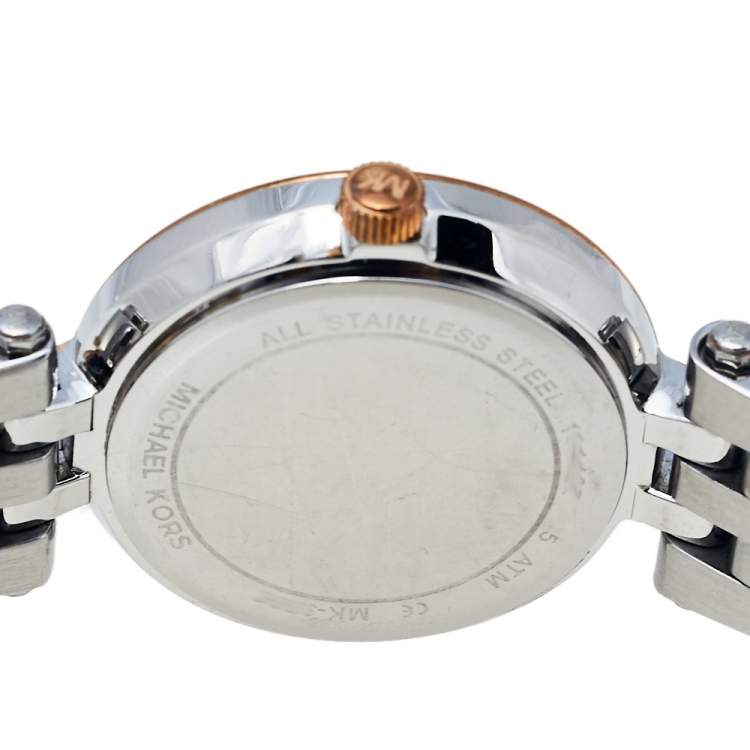 Pre Owned Michael Kors Silver Two Tone Stainless Steel Darci MK3298 Women's Wristwatch 26 mm 