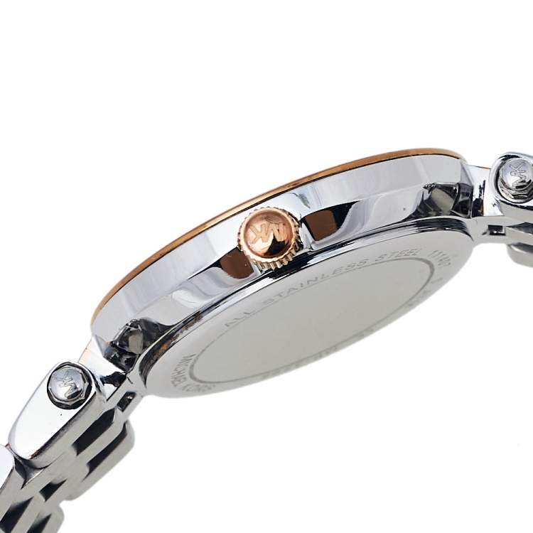 Pre Owned Michael Kors Silver Two Tone Stainless Steel Darci MK3298 Women's Wristwatch 26 mm 