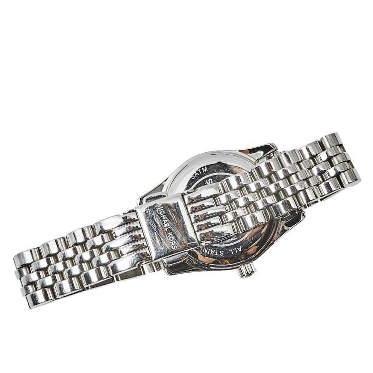 Pre Owned Michael Kors Silver Stainless Steel Lexington MK3228 Women's Wristwatch 26 mm