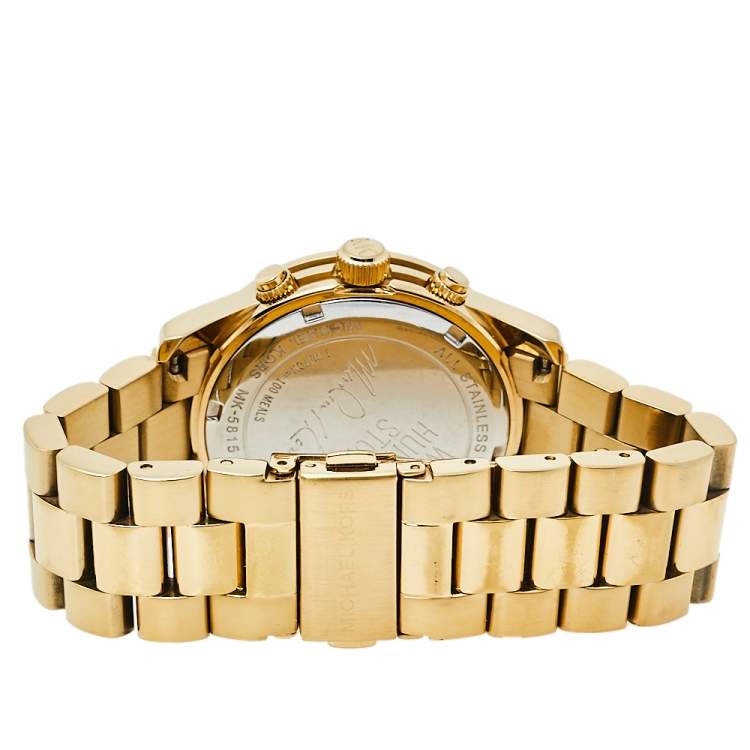 Pre Owned Michael Kors Blue Gold Tone Stainless Steel Watch Hunger Stop MK5815 Women's Wristwatch 38 mm
