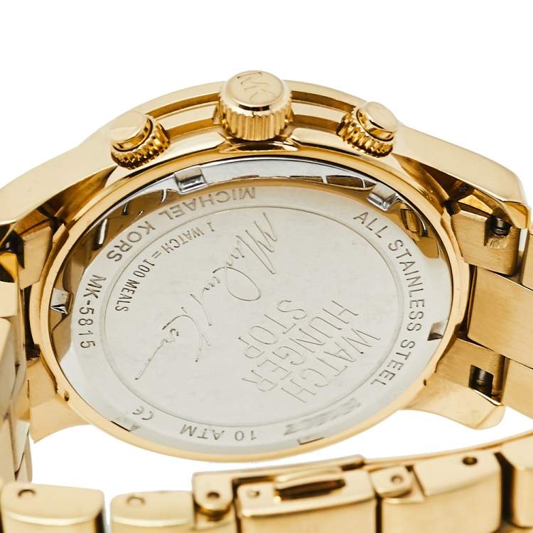 Pre Owned Michael Kors Blue Gold Tone Stainless Steel Watch Hunger Stop MK5815 Women's Wristwatch 38 mm