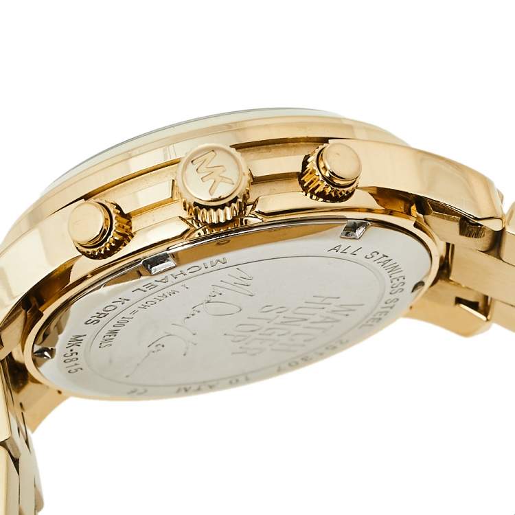 Pre Owned Michael Kors Blue Gold Tone Stainless Steel Watch Hunger Stop MK5815 Women's Wristwatch 38 mm