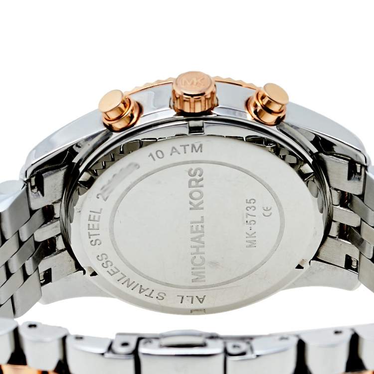 Pre Owned Michael Kors Silver Tri-Tone Stainless Steel Lexington MK5735 Women's Wristwatch 38 mm