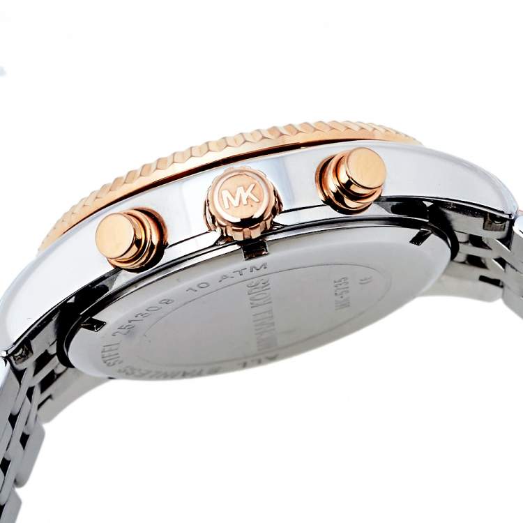 Pre Owned Michael Kors Silver Tri-Tone Stainless Steel Lexington MK5735 Women's Wristwatch 38 mm