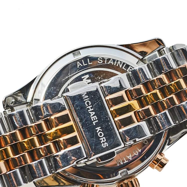 Pre Owned Michael Kors Silver Tri-Tone Stainless Steel Lexington MK5735 Women's Wristwatch 38 mm