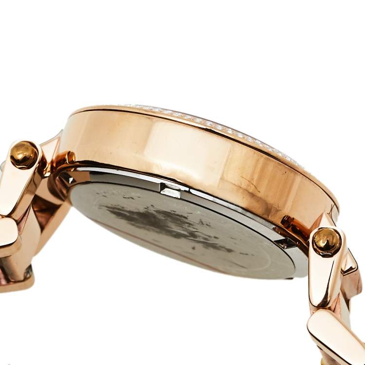 Pre Owned Michael Kors Plum Mother Of Pearl Rose Gold Tone Stainless Steel Mini Parker MK6403 Women's Wristwatch 33 mm
