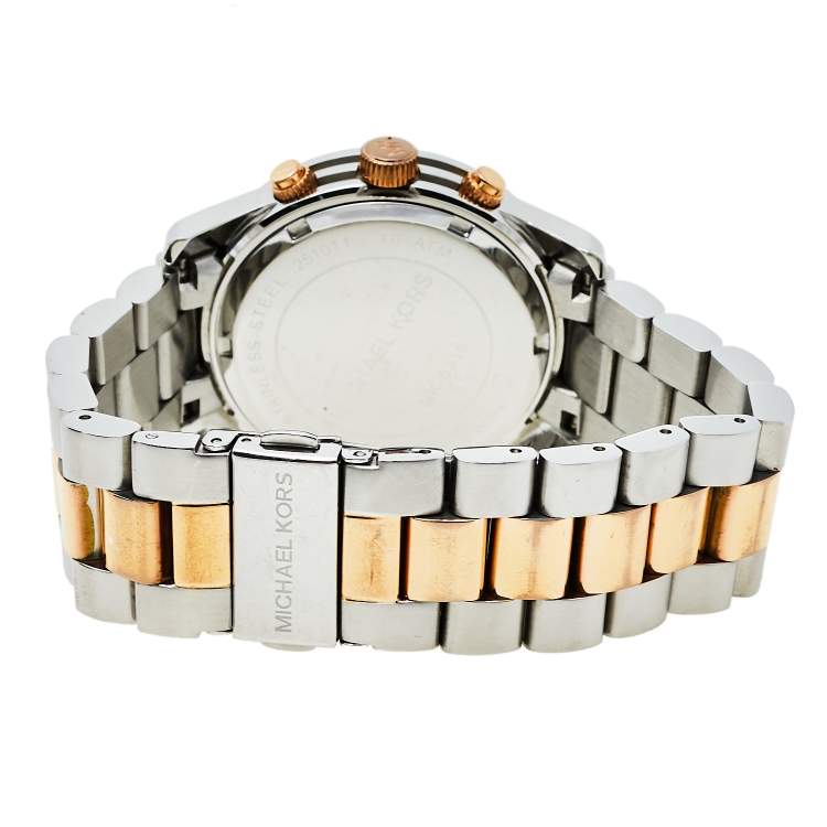 Pre Owned Michael Kors Silver Two Tone Stainless Steel Chronograph MK5315 Women's Wristwatch 38 mm