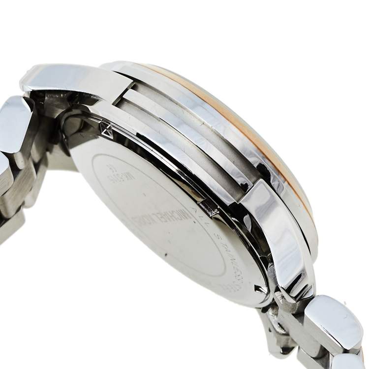 Pre Owned Michael Kors Silver Two Tone Stainless Steel Chronograph MK5315 Women's Wristwatch 38 mm