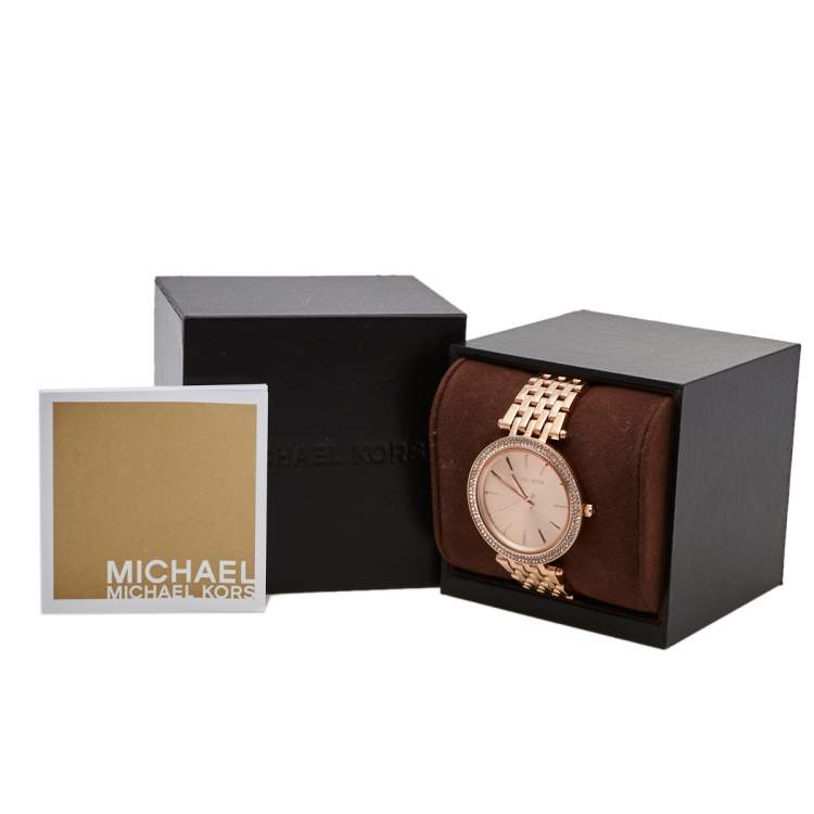 Pre Owned Michael Kors Rose Gold Tone Stainless Steel Darci MK3192 Women's Wristwatch 39 mm