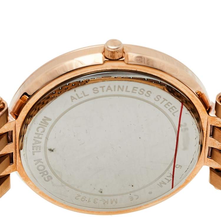 Pre Owned Michael Kors Rose Gold Tone Stainless Steel Darci MK3192 Women's Wristwatch 39 mm