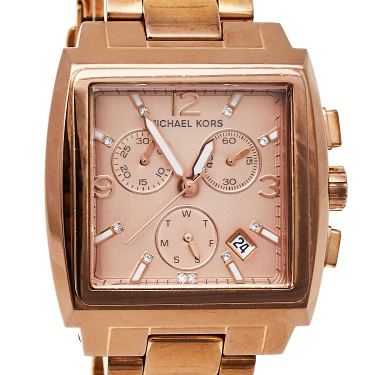Pre Owned Michael Kors Rose Gold Tone Stainless Steel Chronograph MK5331 Women's Wristwatch 37 mm