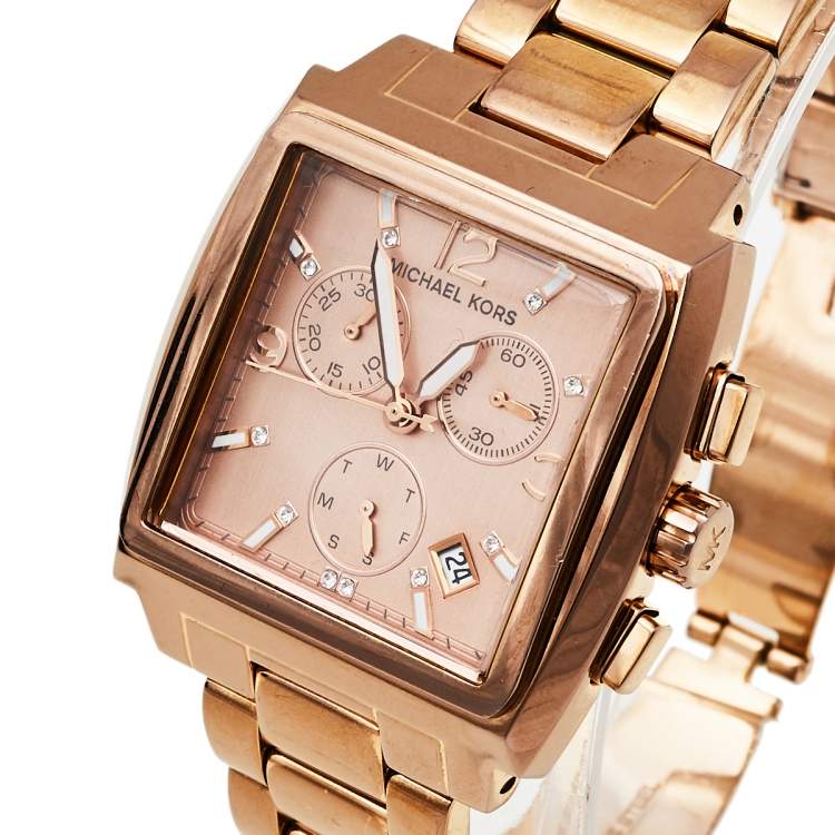 Pre Owned Michael Kors Rose Gold Tone Stainless Steel Chronograph MK5331 Women's Wristwatch 37 mm