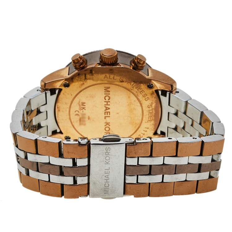 Pre Owned Michael Kors Mother of Pearl Three-Tone Stainless Steel MK5642 Women's Wristwatch 37 mm