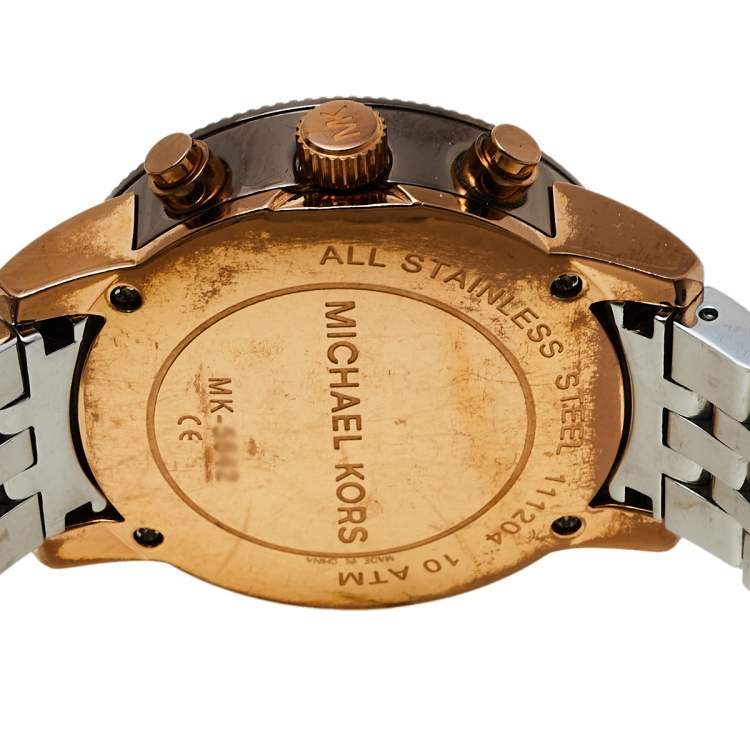 Pre Owned Michael Kors Mother of Pearl Three-Tone Stainless Steel MK5642 Women's Wristwatch 37 mm