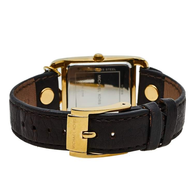 Pre Owned Michael Kors Gold Tone Stainless Steel Charm Jet Set MK2166 Women's Wristwatch 26 mm