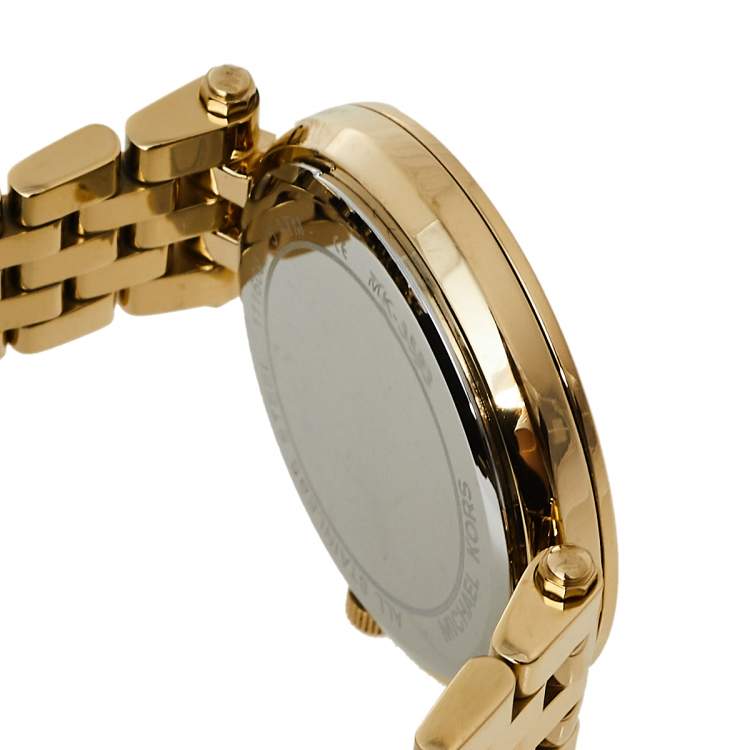 Pre Owned Michael Kors Garnet MOP Gold Tone Stainless Steel MK3583 Darci Quartz Women's Wristwatch 33 MM