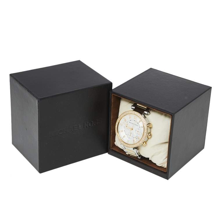 Pre Owned Michael Kors Silver Two-Tone Stainless Steel Parker MK5626 Women's Wristwatch 39 mm