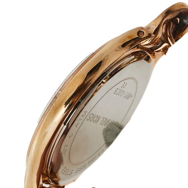 مملوكة مسبقًا Michael Kors Rose Gold Tone Stainless Steel Slim Runway MK3223 Women's Wristwatch 42 mm