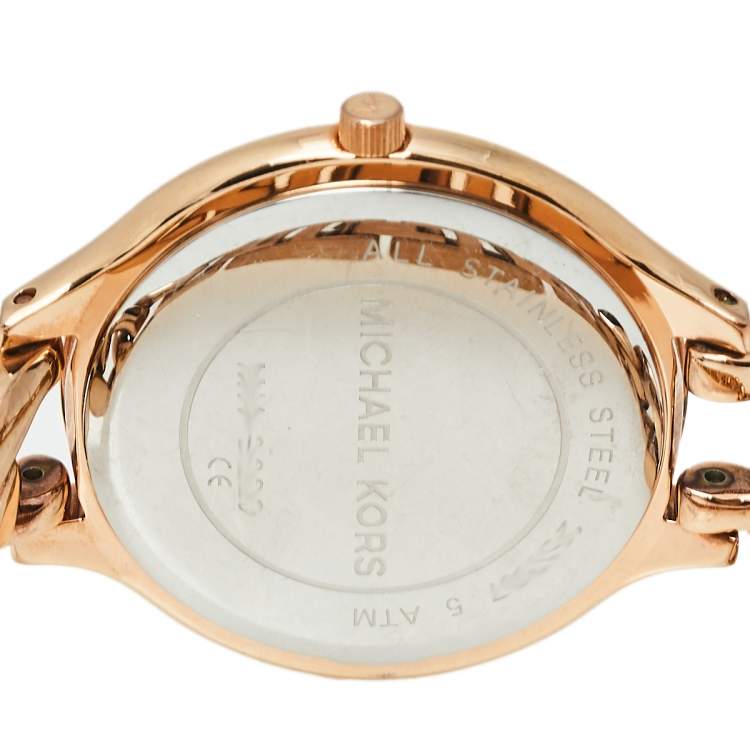 مملوكة مسبقًا Michael Kors Rose Gold Tone Stainless Steel Slim Runway MK3223 Women's Wristwatch 42 mm
